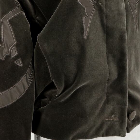 Laurel Escada Jacket Womens 6 Green Velour Lined Applique Shoulder Pads Vintage - Picture 12 of 16